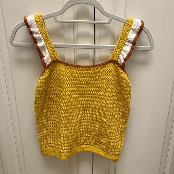 Madewell Mustard Yellow Sweater Knitted Crop Top Knitwear Sz S - Picture 1 of 4